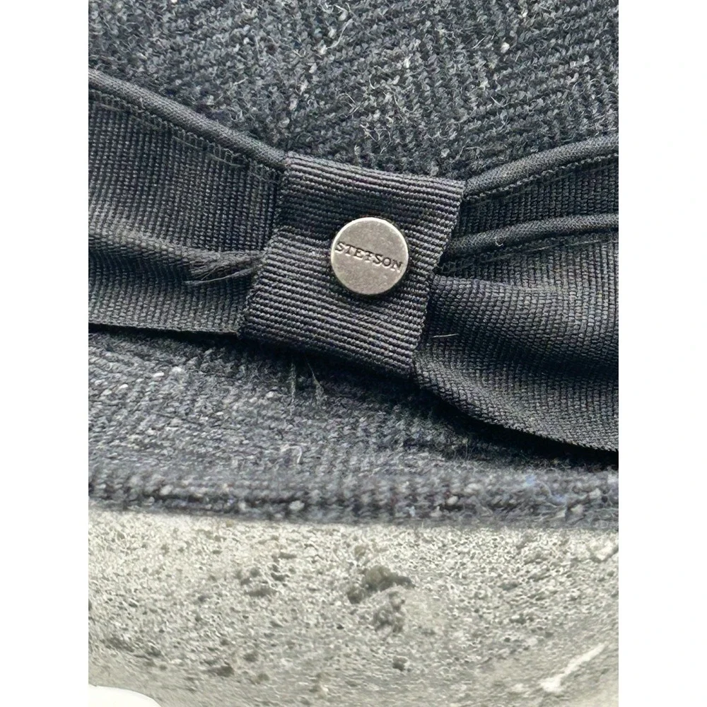 All American Stetson Fedora 60% Wool Driving Hat Mens Gray Striped 60s‎ Gangster